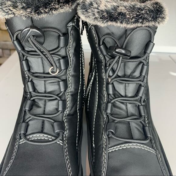Totes NWOB Rain Faux Fur Boots Women Size 6M Black - Picture 3 of 13